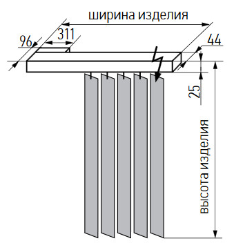 Габаритные размеры вертикальных жалюзи 89 мм с электроприводом